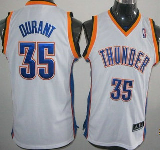 Oklahoma City Thunder 35 Durant White Authentic Kids Jersey