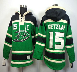 Old Time Hockey Anaheim Ducks #15 Ryan Getzlaf Green Hoody