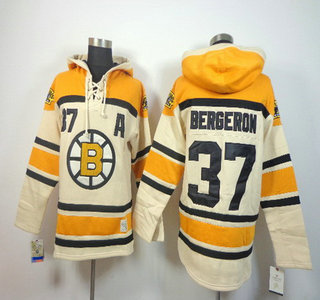 Old Time Hockey Boston Bruins #37 Patrice Bergeron Cream Hoody