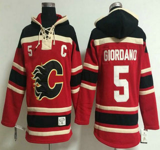 Old Time Hockey Calgary Flames #5 Mark Giordano Red Hoody