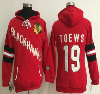 Old Time Hockey Chicago Blackhawks #19 Jonathan Toews Red Womens Hoody