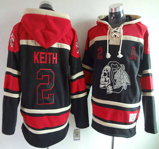 Old Time Hockey Chicago Blackhawks #2 Duncan Keith Black Ice Skulls Hoody