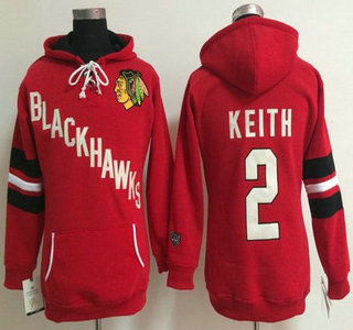 Old Time Hockey Chicago Blackhawks #2 Duncan Keith Red Womens Hoody