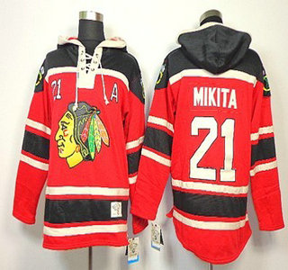 Old Time Hockey Chicago Blackhawks #21 Stan Mikita Red Hoody