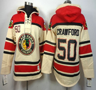 Old Time Hockey Chicago Blackhawks #50 Corey Crawford Cream Hoody