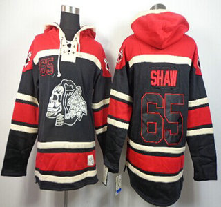 Old Time Hockey Chicago Blackhawks #65 Andrew Shaw Black Ice Skulls Hoody