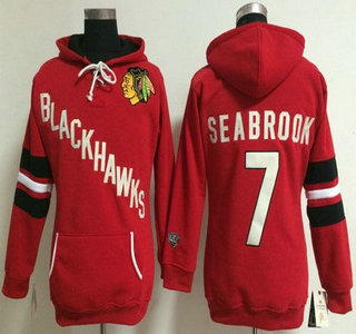 Old Time Hockey Chicago Blackhawks #7 Brent Seabrook Red Womens Hoody