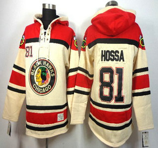 Old Time Hockey Chicago Blackhawks #81 Marian Hossa Cream Hoody