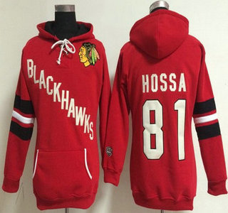 Old Time Hockey Chicago Blackhawks #81 Marian Hossa Red Womens Hoody