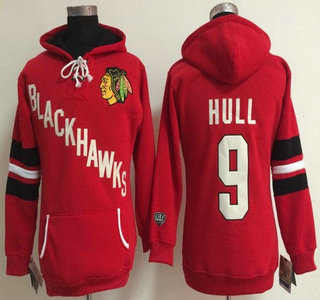 Old Time Hockey Chicago Blackhawks #9 Bobby Hull Red Womens Hoody