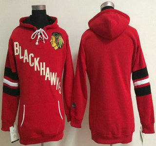 Old Time Hockey Chicago Blackhawks Blank Red Womens Hoody