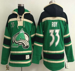 Old Time Hockey Colorado Avalanche #33 Patrick Roy Green Hoody