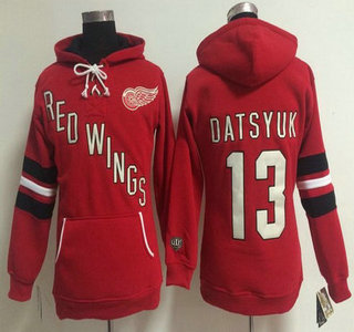 Old Time Hockey Detroit Red Wings #13 Pavel Datsyuk Red Womens Hoody