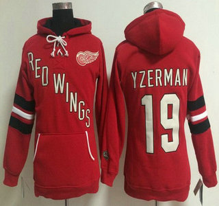 Old Time Hockey Detroit Red Wings #19 Steve Yzerman Red Womens Hoody