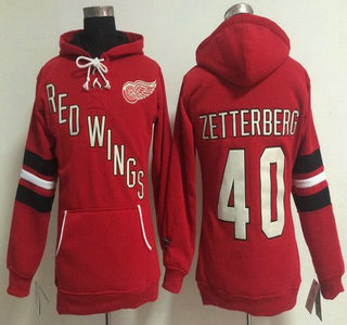 Old Time Hockey Detroit Red Wings #40 Henrik Zetterberg Red Womens Hoody