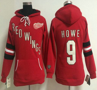 Old Time Hockey Detroit Red Wings #9 Gordie Howe Red Womens Hoody