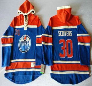 Old Time Hockey Edmonton Oilers #30 Ben Scrivens Royal Blue Hoody