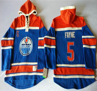 Old Time Hockey Edmonton Oilers #5 Mark Fayne Royal Blue Hoody