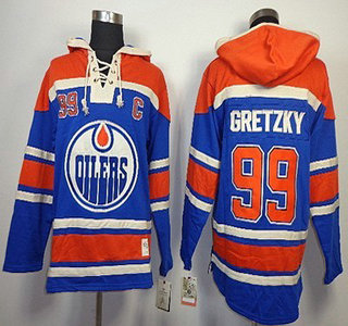 Old Time Hockey Edmonton Oilers #99 Wayne Gretzky Royal Blue Hoody