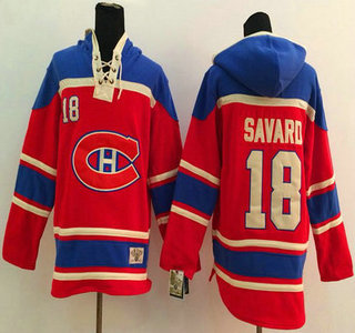 Old Time Hockey Montreal Canadiens #18 Serge Savard Red Hoody