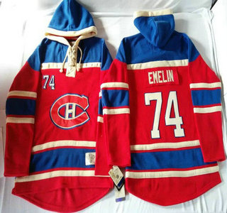 Old Time Hockey Montreal Canadiens #74 Alexei Emelin Red Hoody