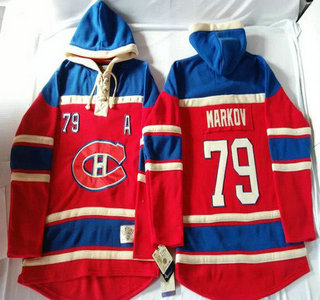 Old Time Hockey Montreal Canadiens #79 Andrei Markov Red Hoody