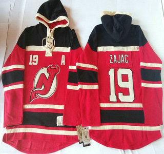 Old Time Hockey New Jersey Devils #19 Travis Zajac Red With Black Hoody