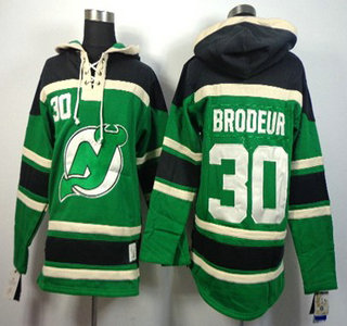 Old Time Hockey New Jersey Devils #30 Martin Brodeur Green Hoody