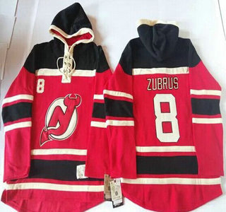 Old Time Hockey New Jersey Devils #8 Dainius Zubrus Red With Black Hoody