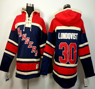 Old Time Hockey New York Rangers #30 Henrik Lundqvist Navy Blue Hoody