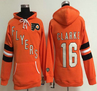 Old Time Hockey Philadelphia Flyers #16 Bobby Clarke Orange Womens Hoody