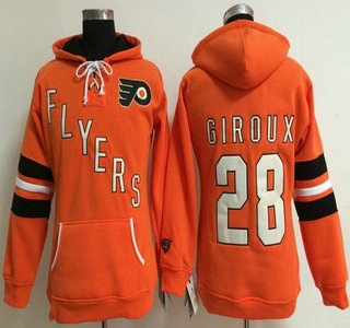Old Time Hockey Philadelphia Flyers #28 Claude Giroux Orange Womens Hoody