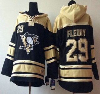 Old Time Hockey Pittsburgh Penguins #29 Marc-Andre Fleury Black Hoody