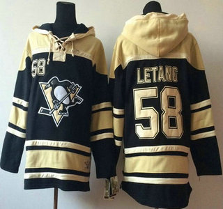 Old Time Hockey Pittsburgh Penguins #58 Kris Letang Black Hoody