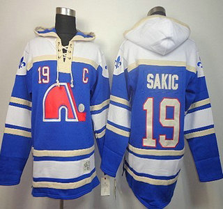 Old Time Hockey Quebec Nordiques #19 Joe Sakic Navy Blue Hoody