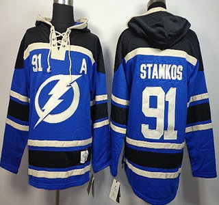 Old Time Hockey Tampa Bay Lightning #91 Steven Stamkos Blue Hoody