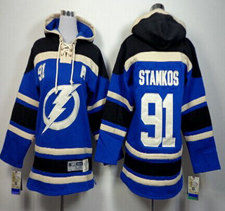 Old Time Hockey Tampa Bay Lightning #91 Steven Stamkos Blue Kids Hoody