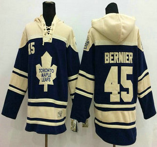 Old Time Hockey Toronto Maple Leafs #45 Jonathan Bernier Navy Blue Hoody