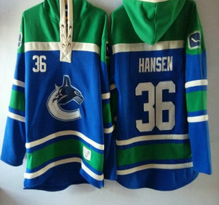 Old Time Hockey Vancouver Canucks #36 Jannik Hansen Blue Hoody