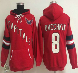 Old Time Hockey Washington Capitals #8 Alex Ovechkin Red Womens Hoody