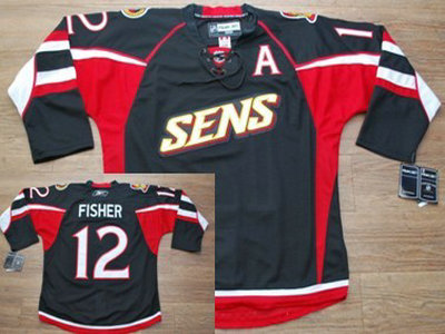 Ottawa Senators 12 Fisher Black Jersey