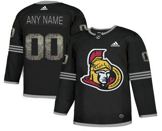 Ottawa Senators Black Shadow Logo Print Men's Customized Adidas Jersey