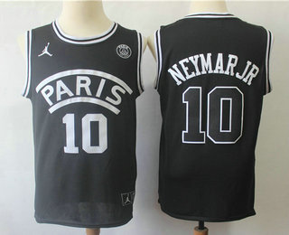 Paris Saint-Germain #10 NEYMAR JR Black Stitched Brand Jordan Basketball Jersey
