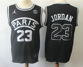 Paris Saint-Germain #23 Michael Jordan Black Stitched Brand Jordan Basketball Jersey