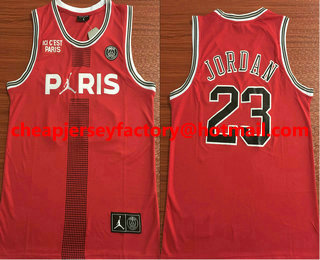 Paris Saint-Germain #23 Michael Jordan Red Stitched Brand Jordan Basketball Jersey