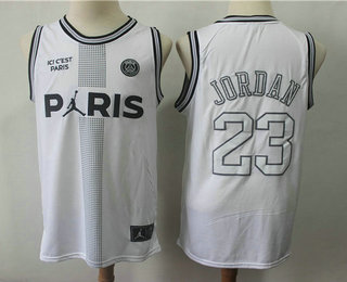 Paris Saint Germain #23 Michael Jordan White Name Jordan Fashion Jersey