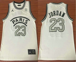 Paris Saint-Germain #23 Michael Jordan White Stitched Brand Jordan Basketball Jersey
