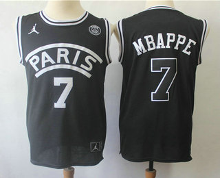 Paris Saint-Germain #7 MBAPPE Black Stitched Brand Jordan Basketball Jersey