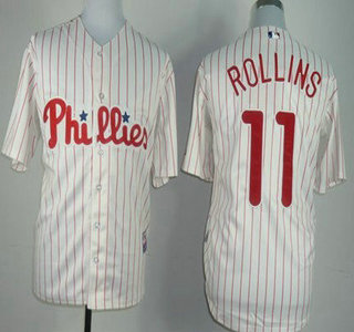 Philadelphia Phillies #11 Jimmy Rollins White Pinstripe Kids Jersey
