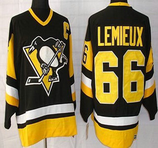 Pittsburgh Penguins #66 Mario Lemieux Black Throwback CCM Jersey